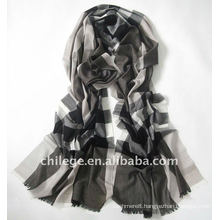 100%Wool tartan plaid long scarfs-black